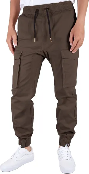 ITALYMORN Khaki Cargo Joggers for Men Elastic Ankle and Waist Casual Chino Pants with Pockets