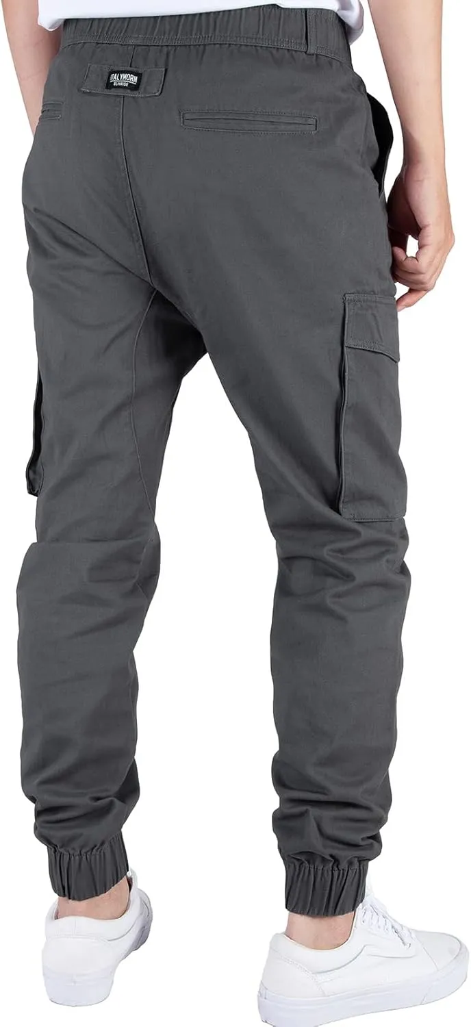ITALYMORN Khaki Cargo Joggers for Men Elastic Ankle and Waist Casual Chino Pants with Pockets