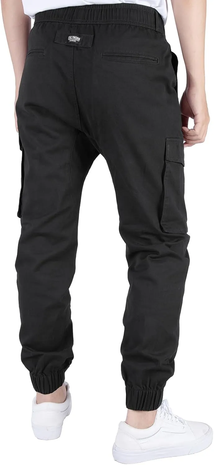 ITALYMORN Khaki Cargo Joggers for Men Elastic Ankle and Waist Casual Chino Pants with Pockets
