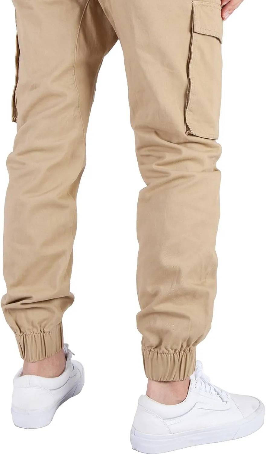 ITALYMORN Khaki Cargo Joggers for Men Elastic Ankle and Waist Casual Chino Pants with Pockets