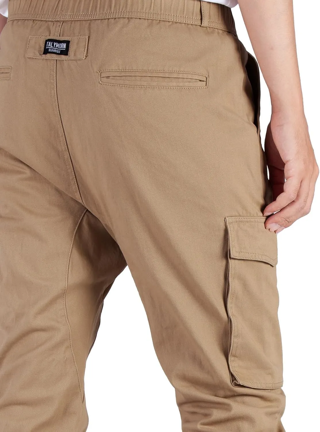 ITALYMORN Khaki Cargo Joggers for Men Elastic Ankle and Waist Casual Chino Pants with Pockets