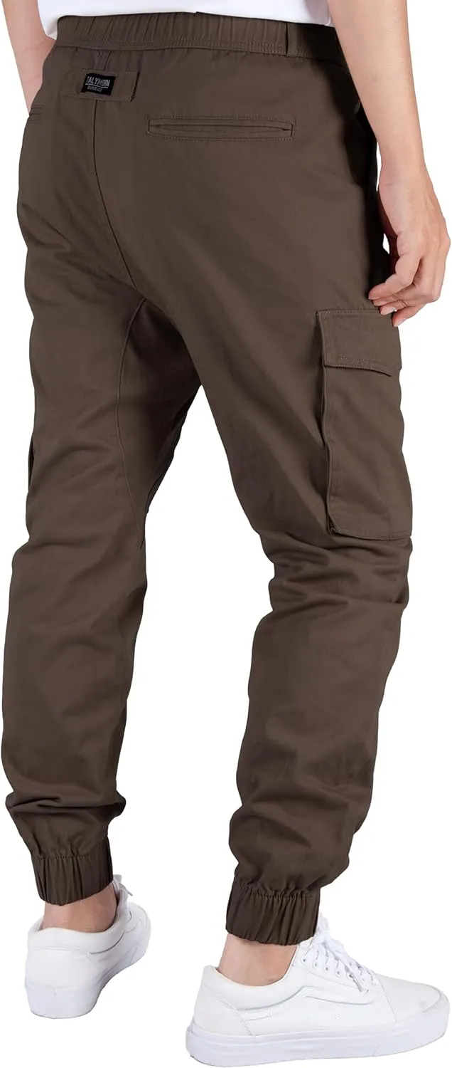 ITALYMORN Khaki Cargo Joggers for Men Elastic Ankle and Waist Casual Chino Pants with Pockets