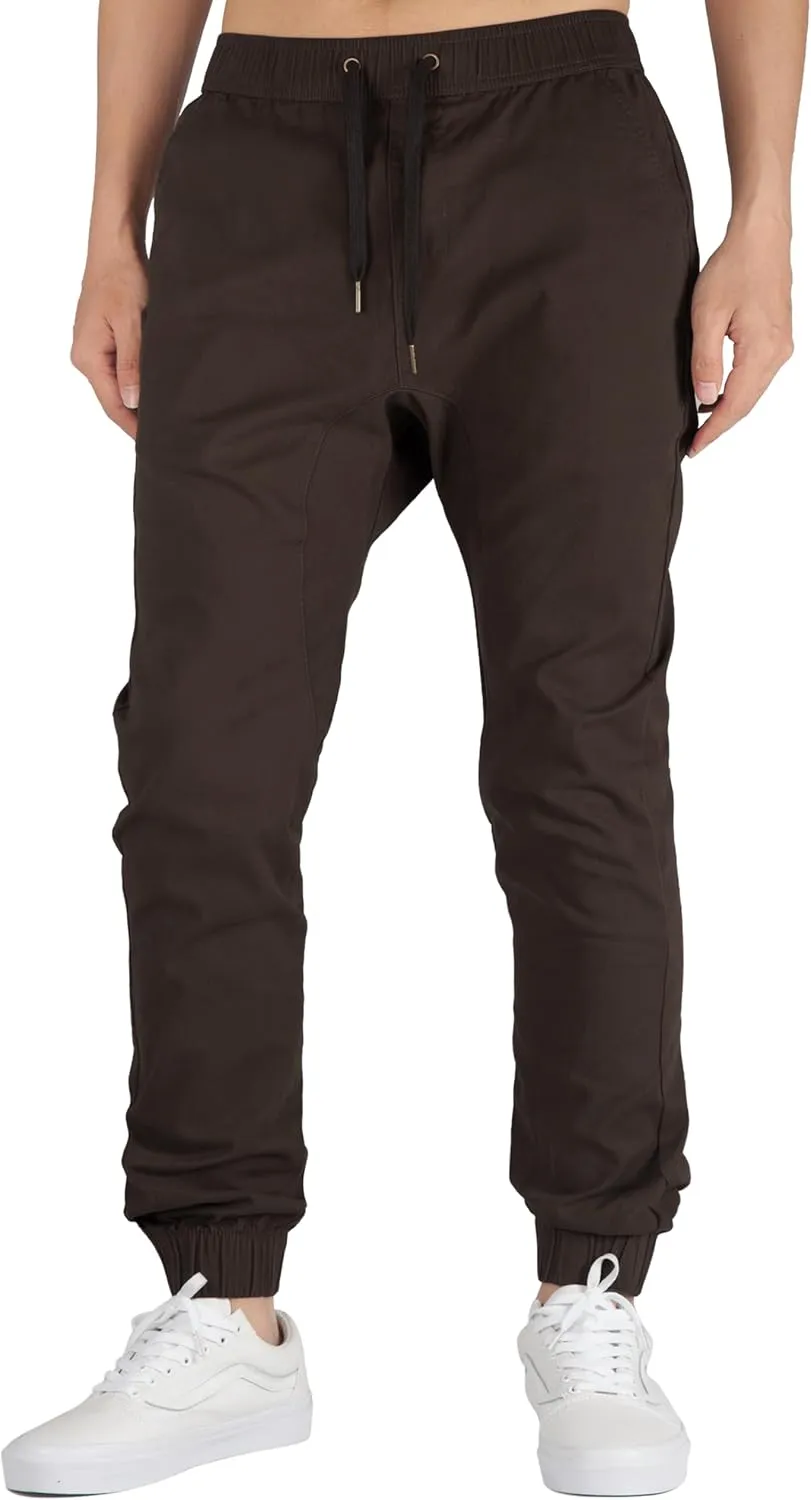 ITALYMORN Khaki Chino Joggers for Men Twill Stretch Casual Pants with Pockets