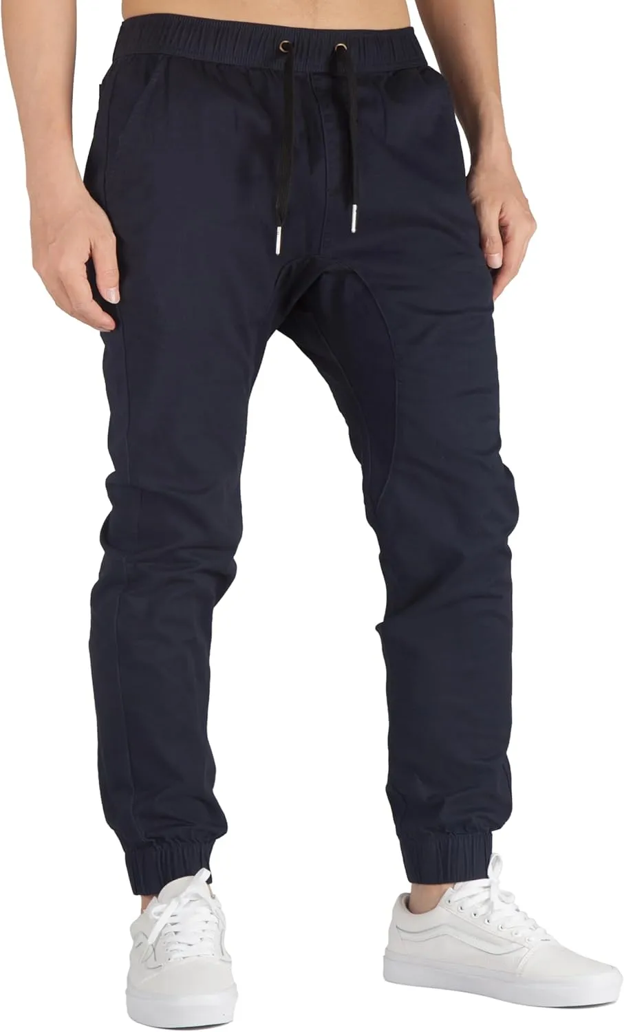 ITALYMORN Khaki Chino Joggers for Men Twill Stretch Casual Pants with Pockets