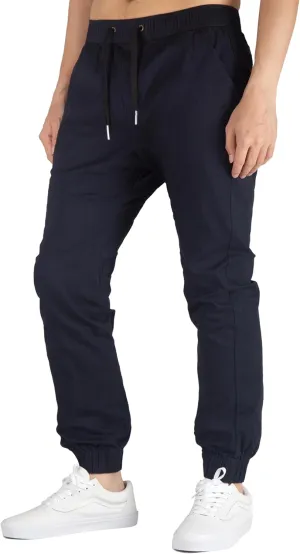 ITALYMORN Khaki Chino Joggers for Men Twill Stretch Casual Pants with Pockets