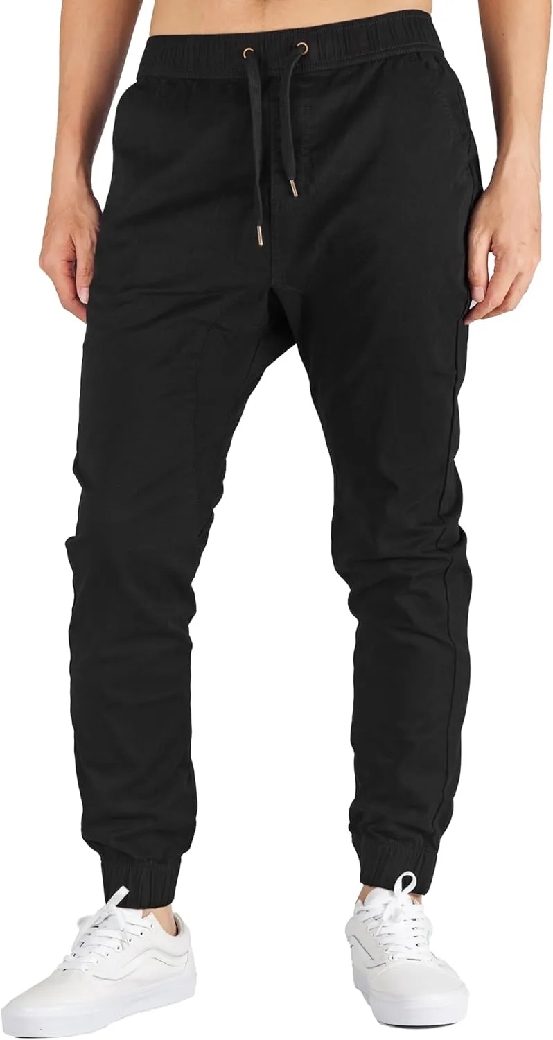 ITALYMORN Khaki Chino Joggers for Men Twill Stretch Casual Pants with Pockets