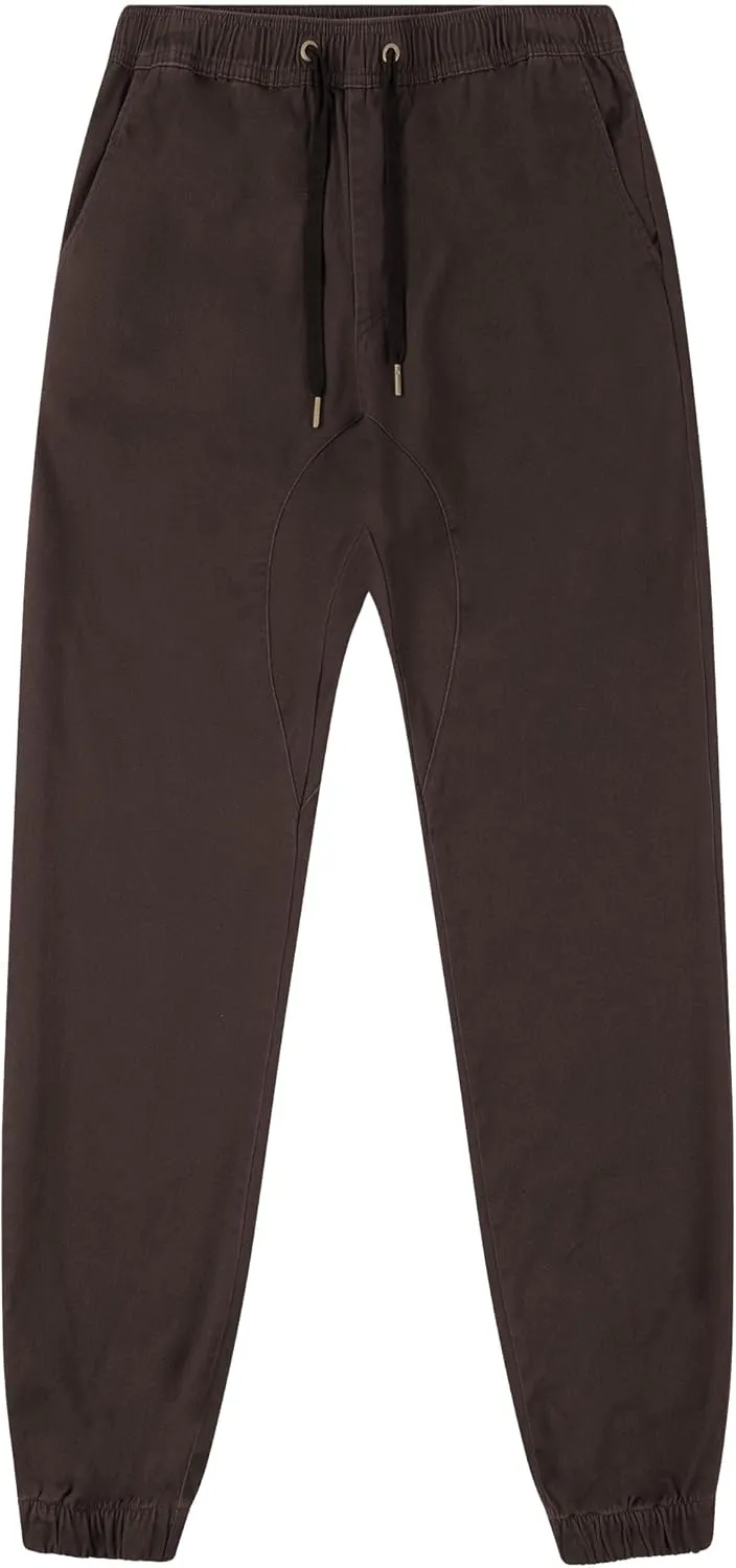ITALYMORN Khaki Chino Joggers for Men Twill Stretch Casual Pants with Pockets