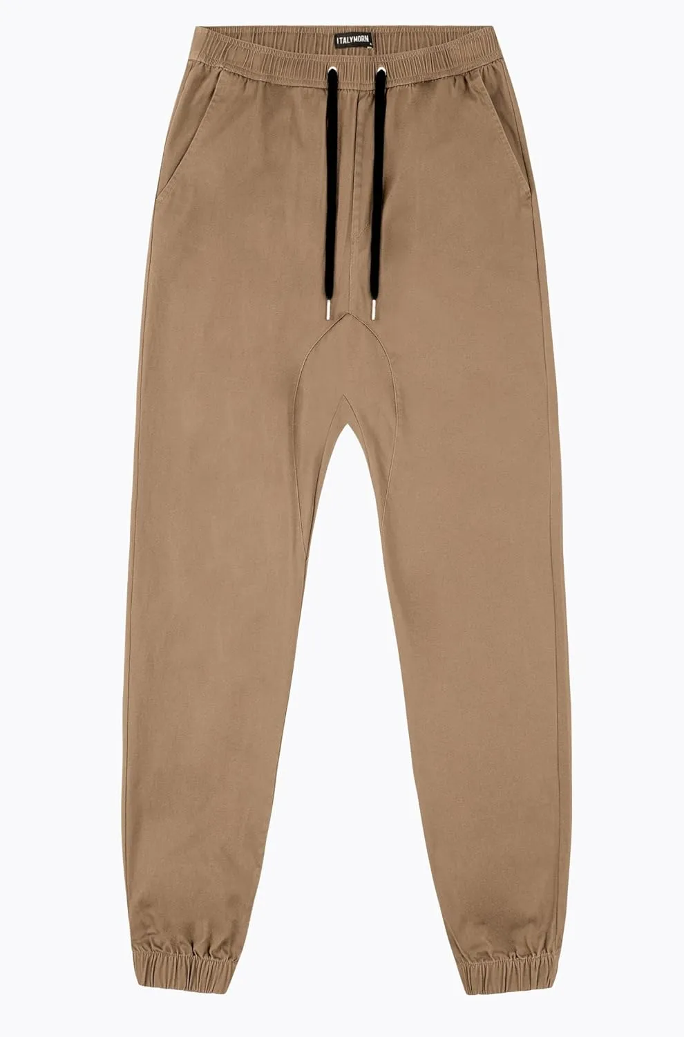 ITALYMORN Khaki Chino Joggers for Men Twill Stretch Casual Pants with Pockets