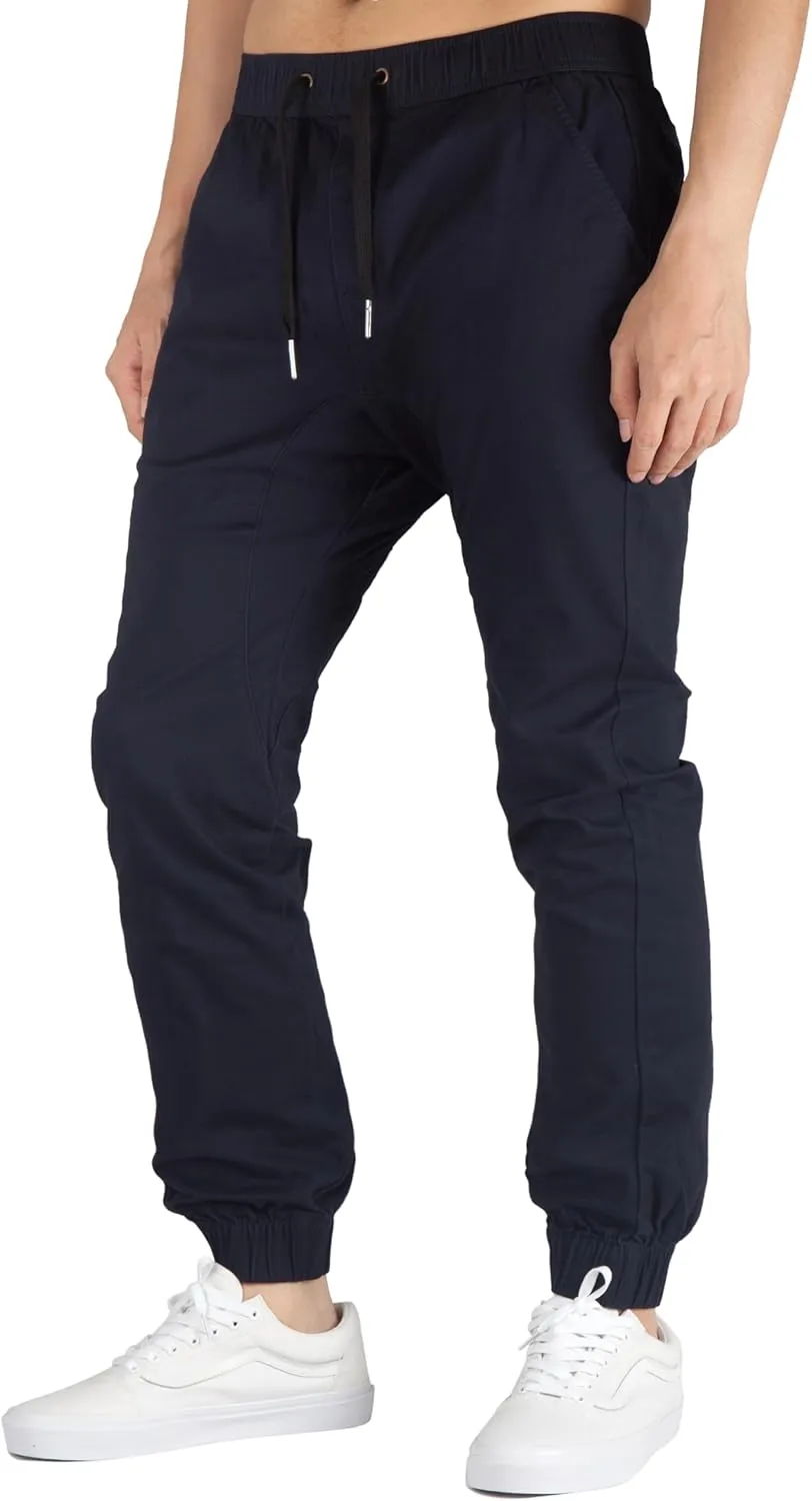 ITALYMORN Khaki Chino Joggers for Men Twill Stretch Casual Pants with Pockets