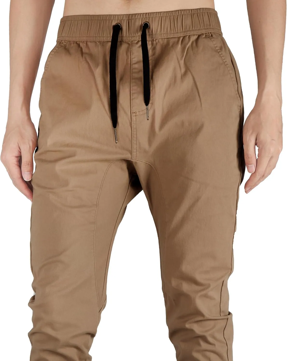 ITALYMORN Khaki Chino Joggers for Men Twill Stretch Casual Pants with Pockets