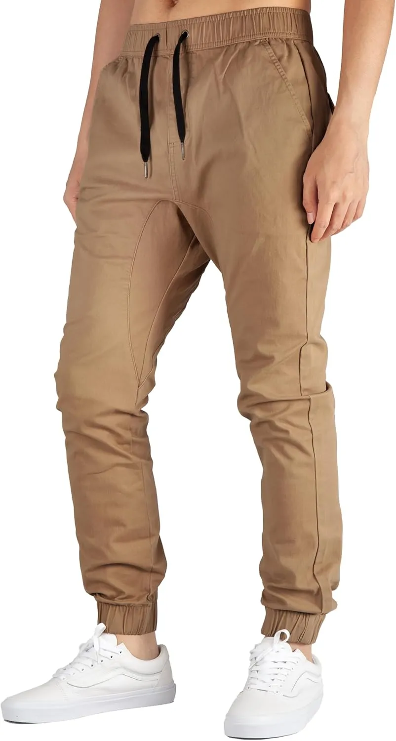 ITALYMORN Khaki Chino Joggers for Men Twill Stretch Casual Pants with Pockets