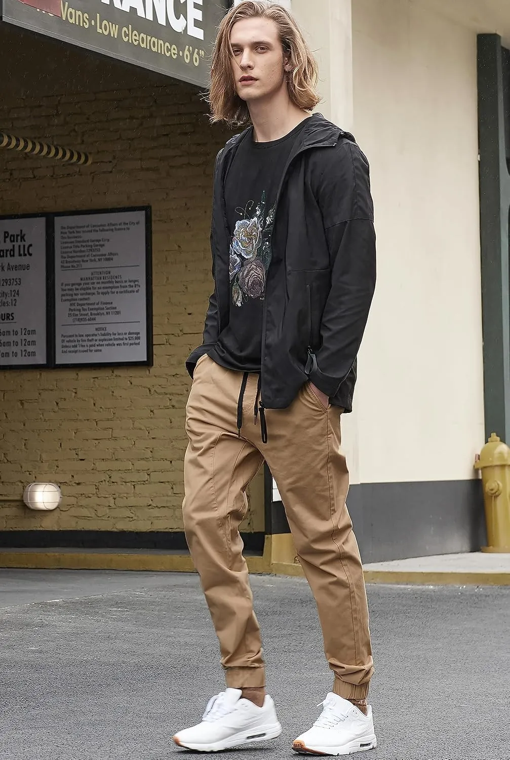 ITALYMORN Khaki Chino Joggers for Men Twill Stretch Casual Pants with Pockets