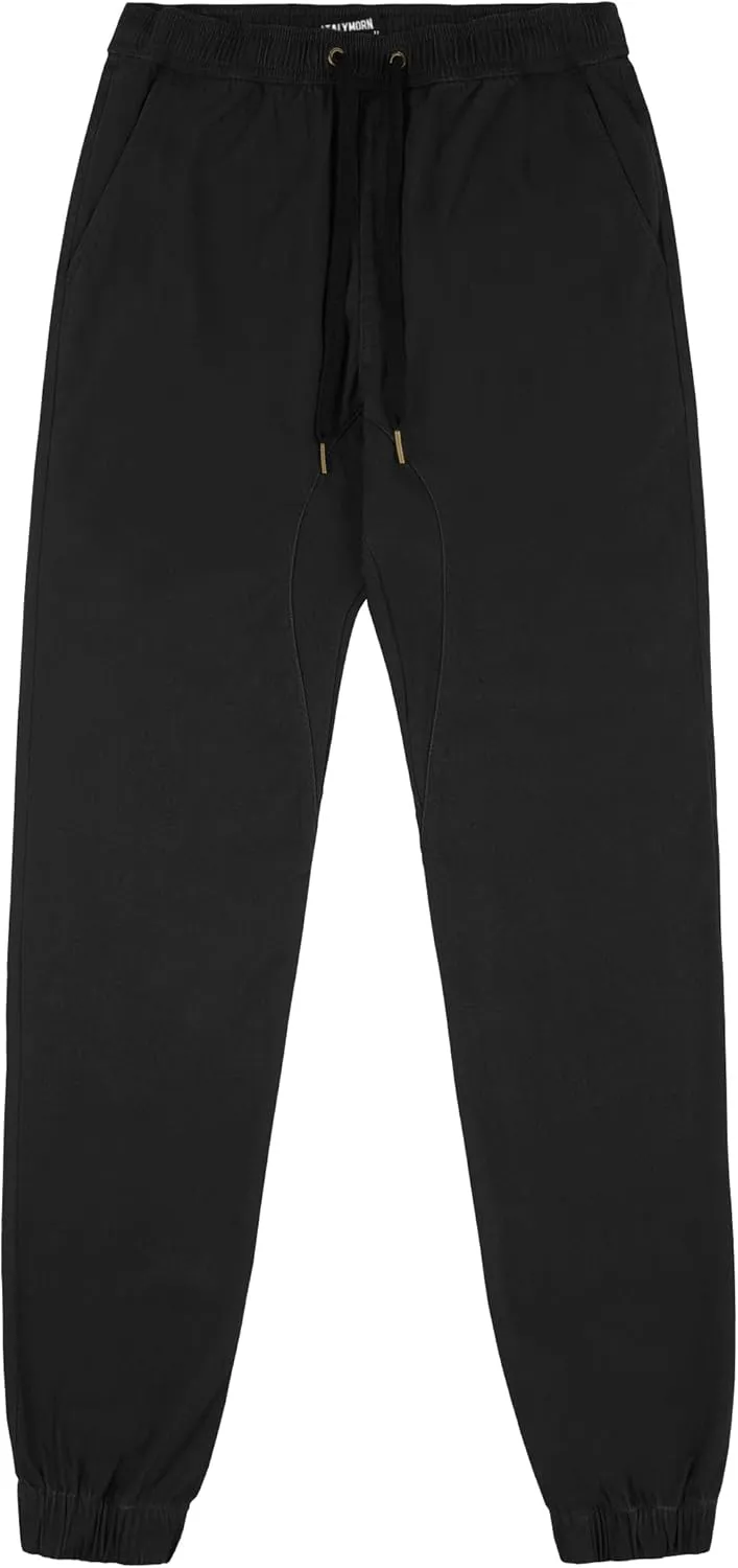 ITALYMORN Khaki Chino Joggers for Men Twill Stretch Casual Pants with Pockets