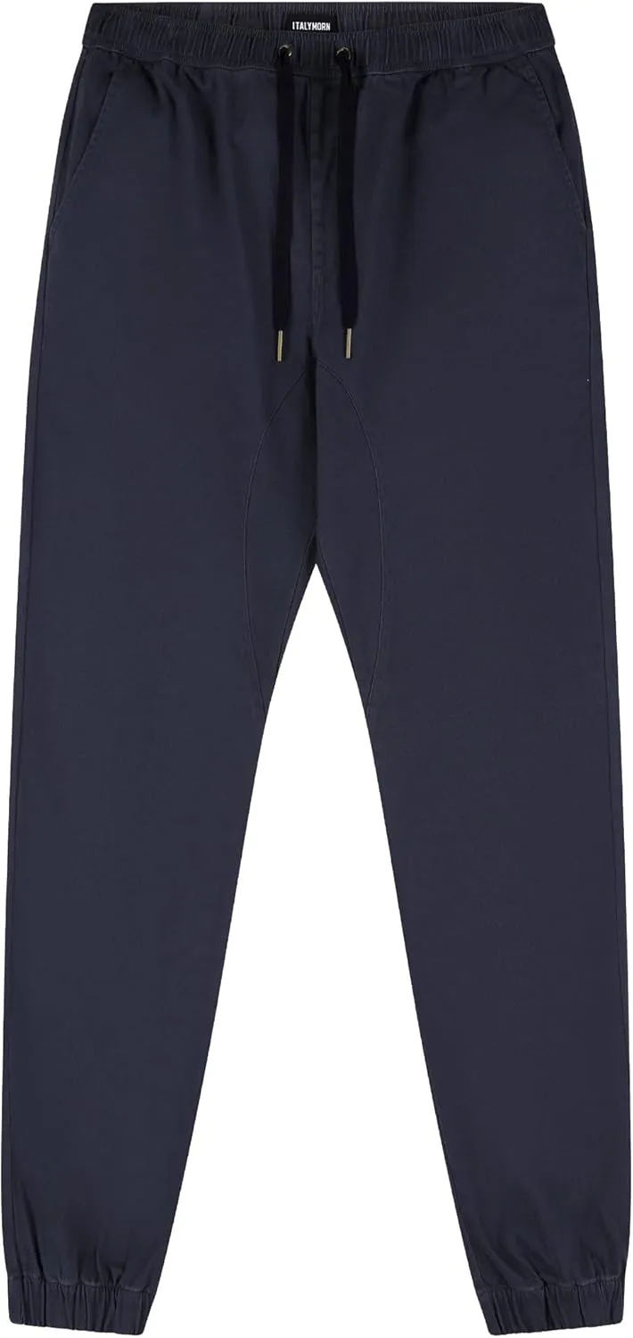 ITALYMORN Khaki Chino Joggers for Men Twill Stretch Casual Pants with Pockets