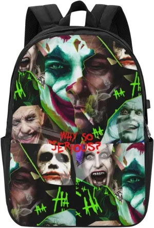 Joker Laptop Backpack Sports Backpack Music Elements Travel Backpack Classic Backpack With USB port