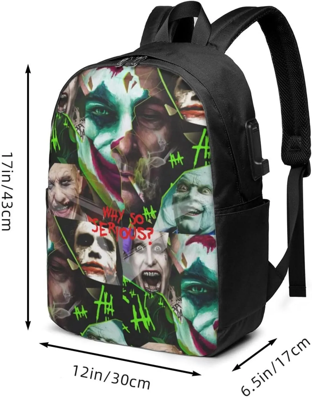 Joker Laptop Backpack Sports Backpack Music Elements Travel Backpack Classic Backpack With USB port