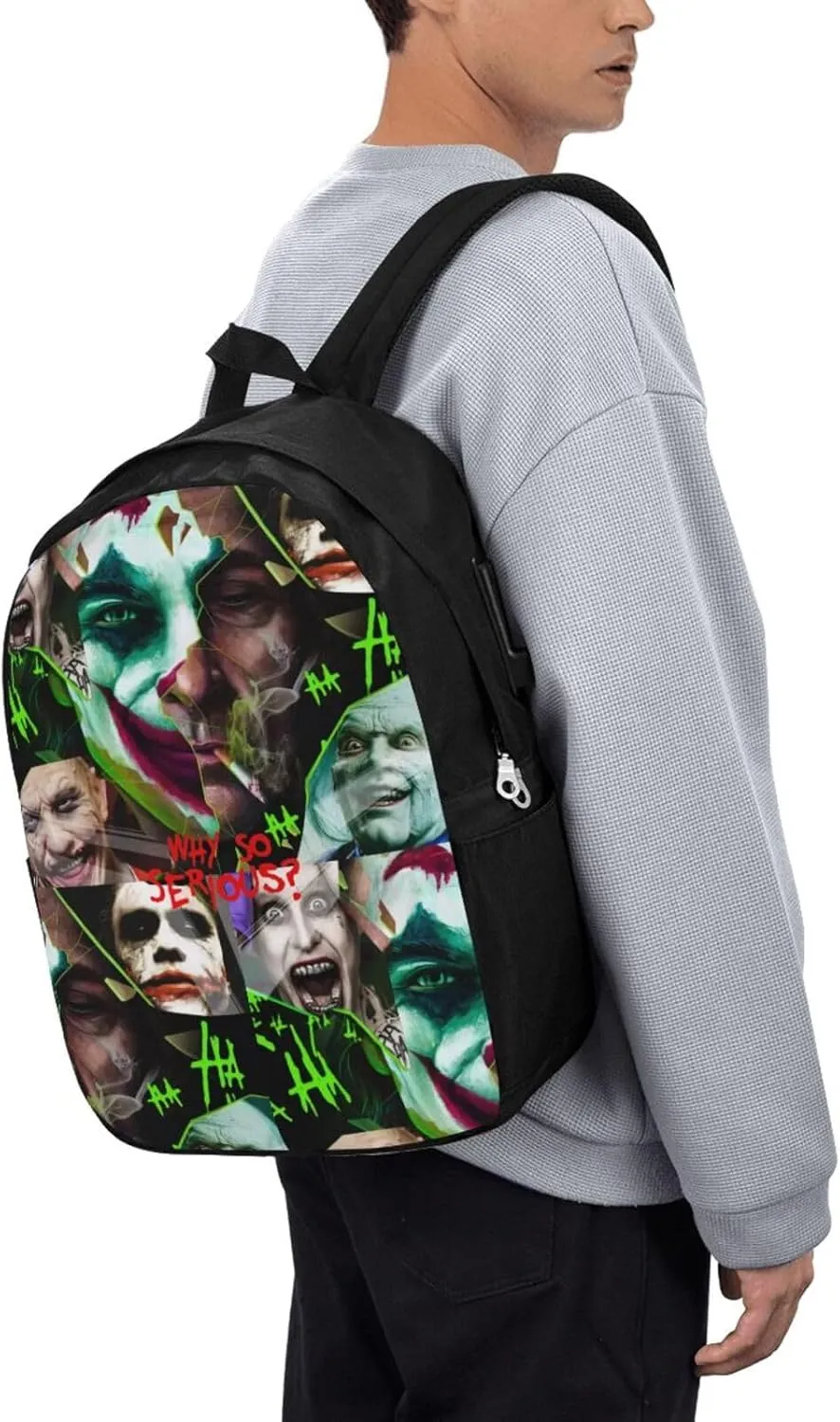 Joker Laptop Backpack Sports Backpack Music Elements Travel Backpack Classic Backpack With USB port