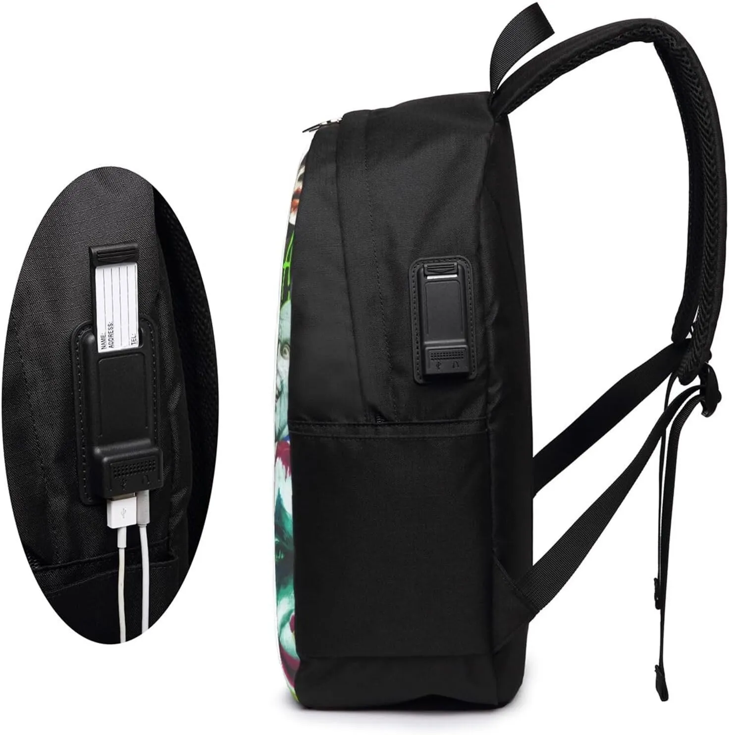 Joker Laptop Backpack Sports Backpack Music Elements Travel Backpack Classic Backpack With USB port