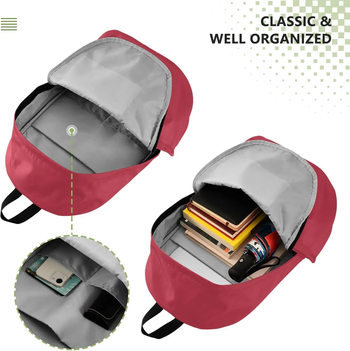 Joko Ivery Red Laptop Backpack 15.6 Inch Travel Bag Work Bags Water Resistant Daypack Large Capacity Backpacks for Men Nurse Women Working Trip Travel Accessories Gifts