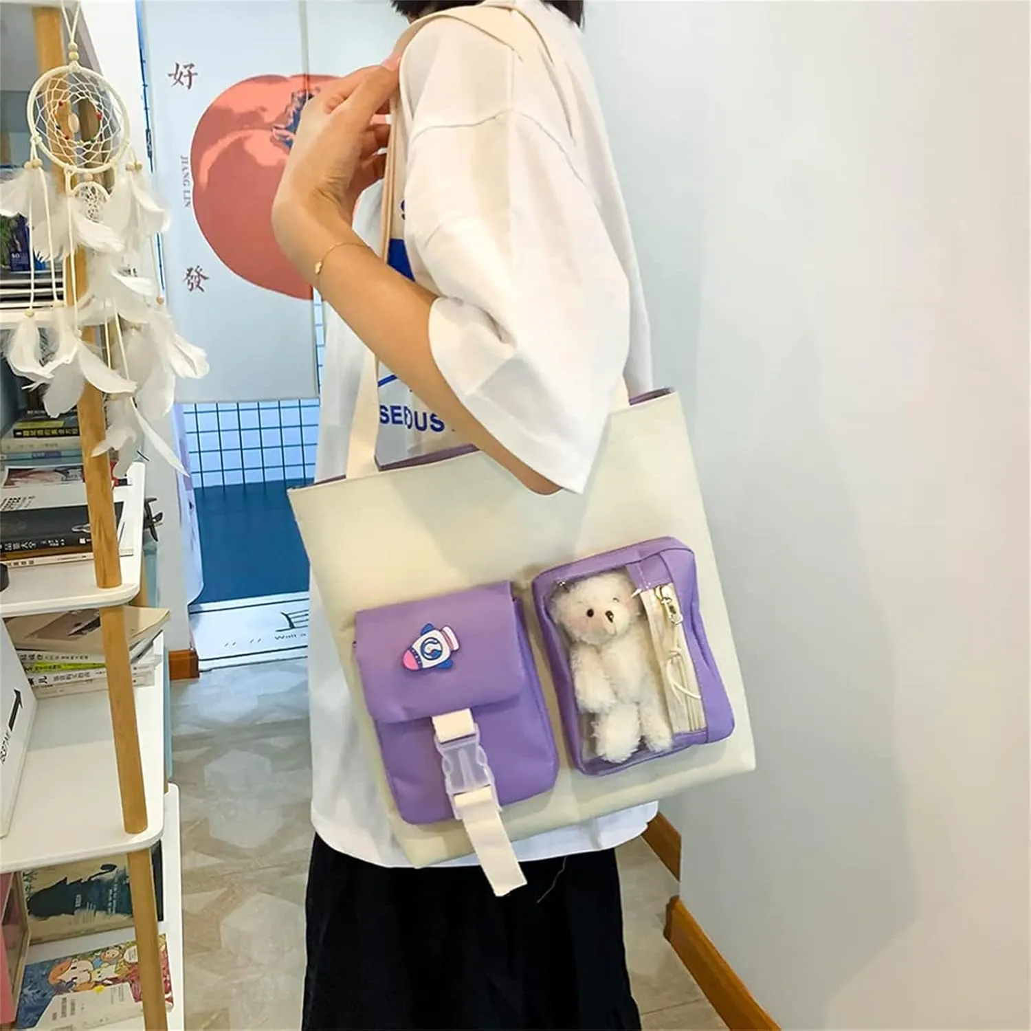 KAWAII Backpack SET 5 Pcs School Backpack Cute Aesthetic BackpackSet Aesthetic School Bags Cute Bookbag