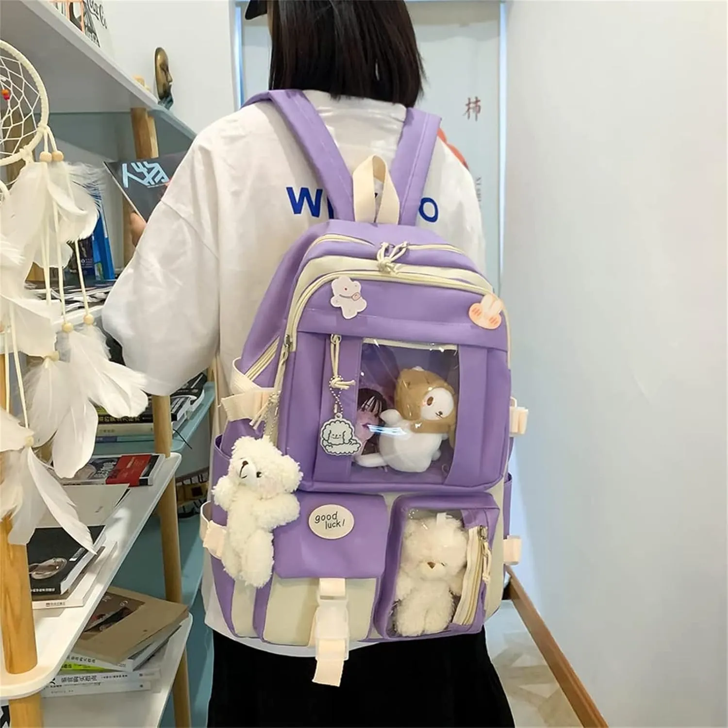 KAWAII Backpack SET 5 Pcs School Backpack Cute Aesthetic BackpackSet Aesthetic School Bags Cute Bookbag