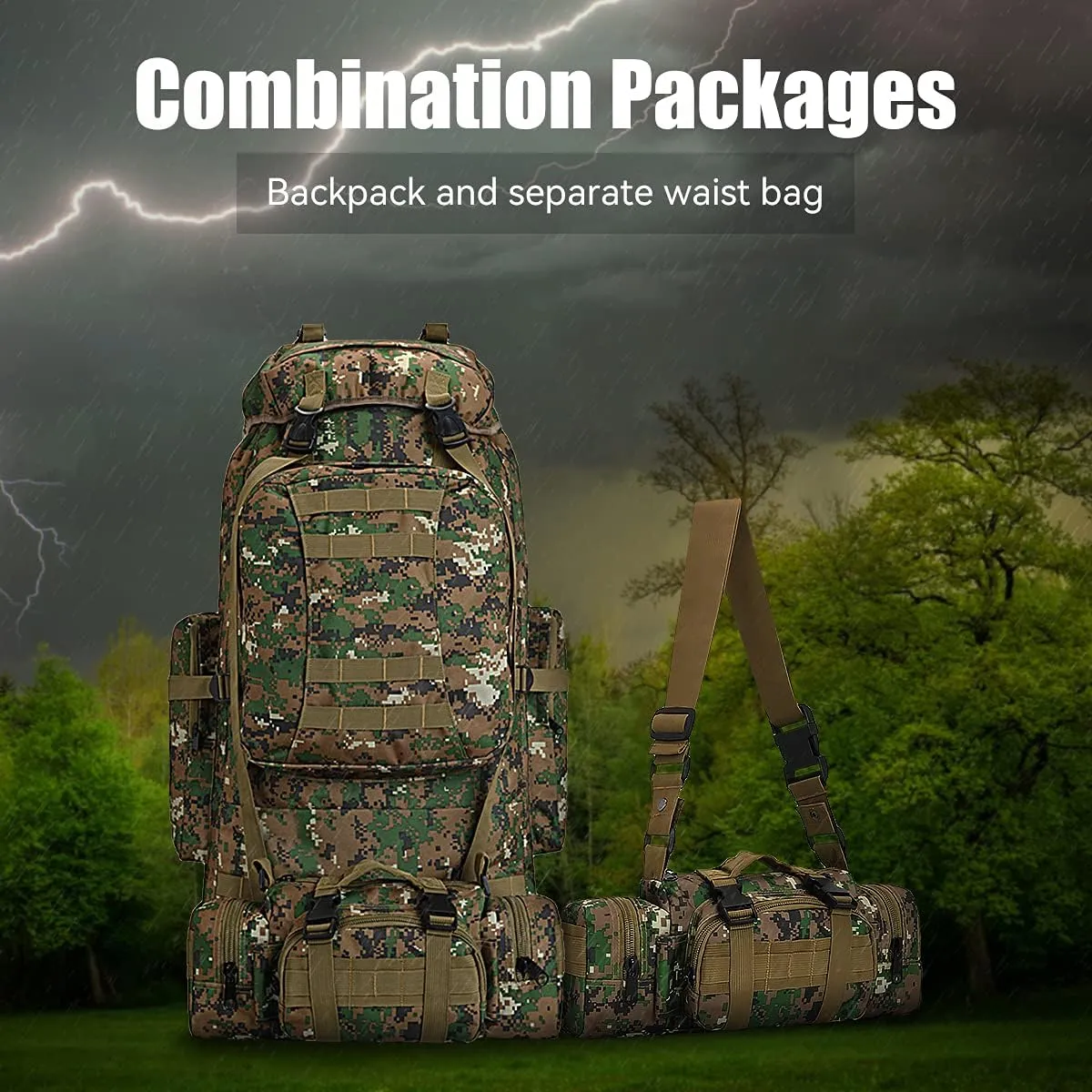 King'sGuard 100L Camping Hiking Backpack Molle Rucksack Military Camping Backpacking Daypack