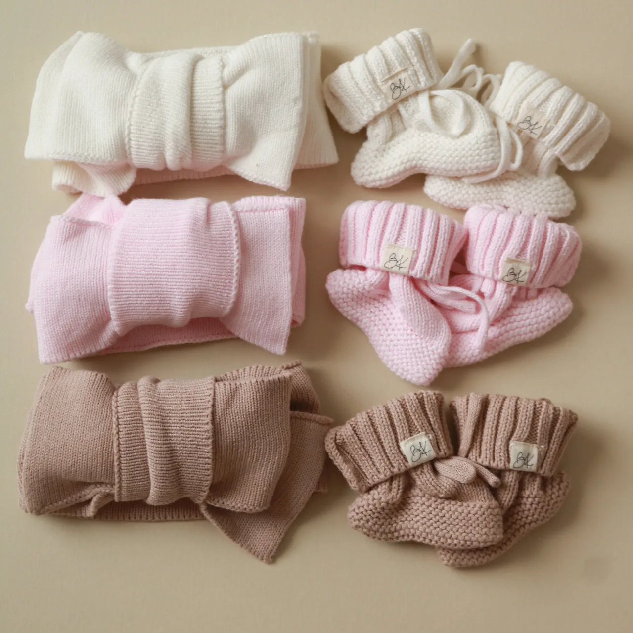 Knit Booties and Pom Beanies