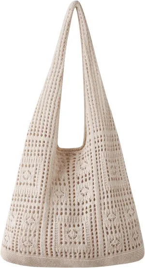 Knitted Shoulder Tote Bag Large Crochet Beach Bag Hobo Bag Aesthetic Tote Handbags for Women