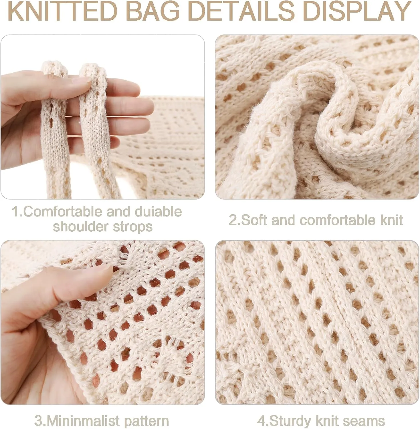 Knitted Shoulder Tote Bag Large Crochet Beach Bag Hobo Bag Aesthetic Tote Handbags for Women