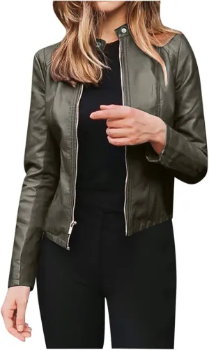Kuluzego Womens Cardigan Front Coat Baby Tees Jacket Outerwear for Women Long Sleeve Faux Leather Fall Winter Coat 2025 Y2K