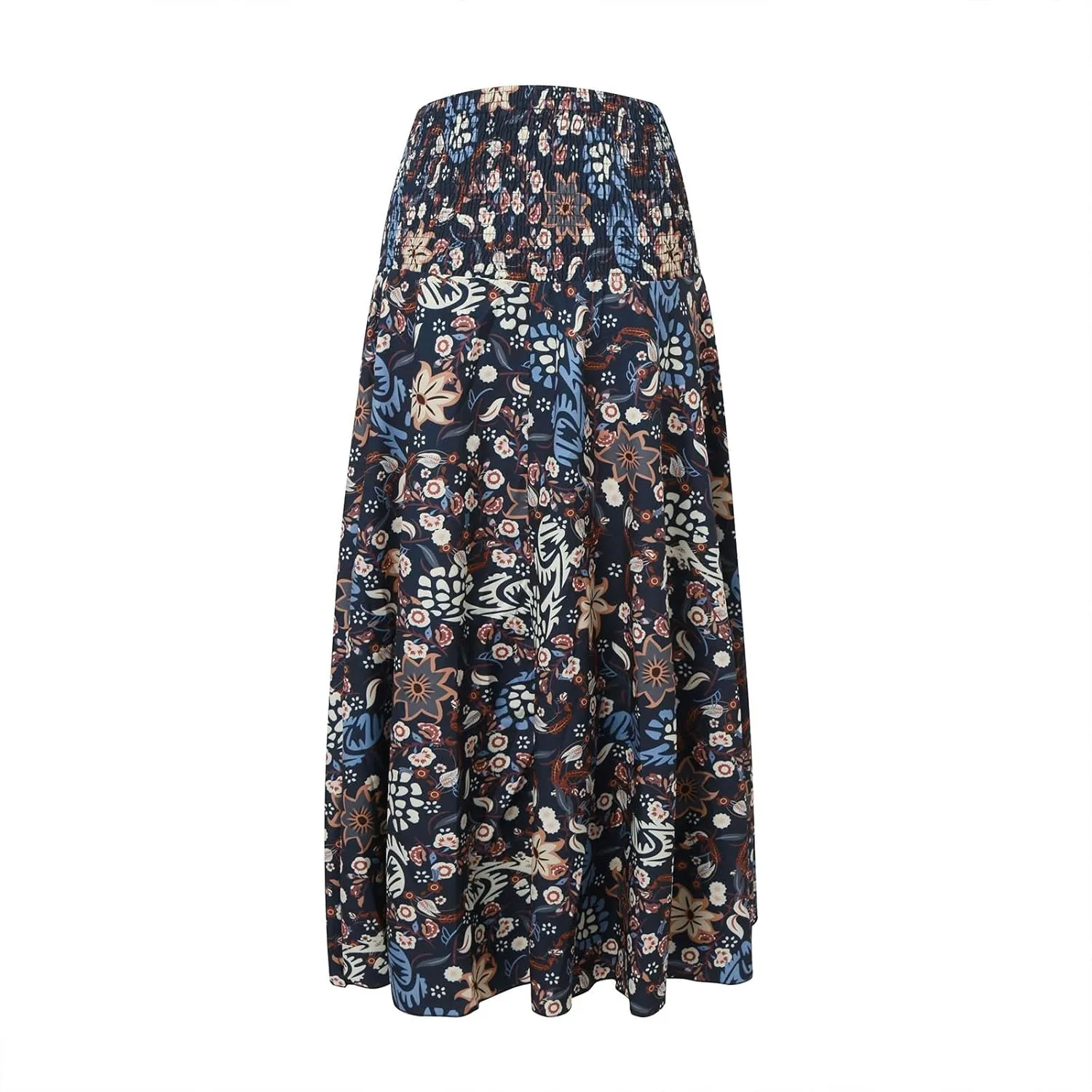 Ladies Boho Maxi Skirts Summer Beach Flowy Tiered High Waist A-Line Skirt Vintage Bohemian Mexico Vacation Outfits for Women