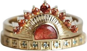 Lady 3Pcs Three in One Rings Set for Womens Crown Shape Gemstone Engagement Rings Inlaid Zircon Dainty Jewelry (A, 8)