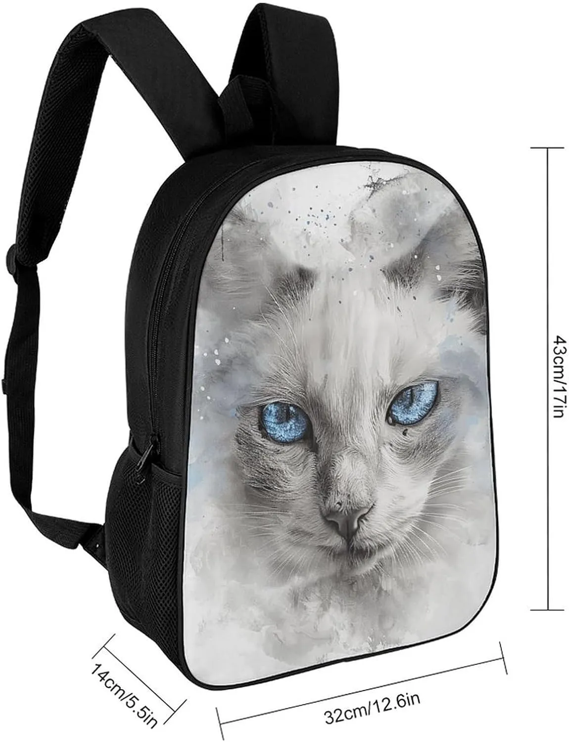 Laptop Backpack Casual Daypack Waterproof A Gray Cat Computer Bag Business Work Bag for Travel
