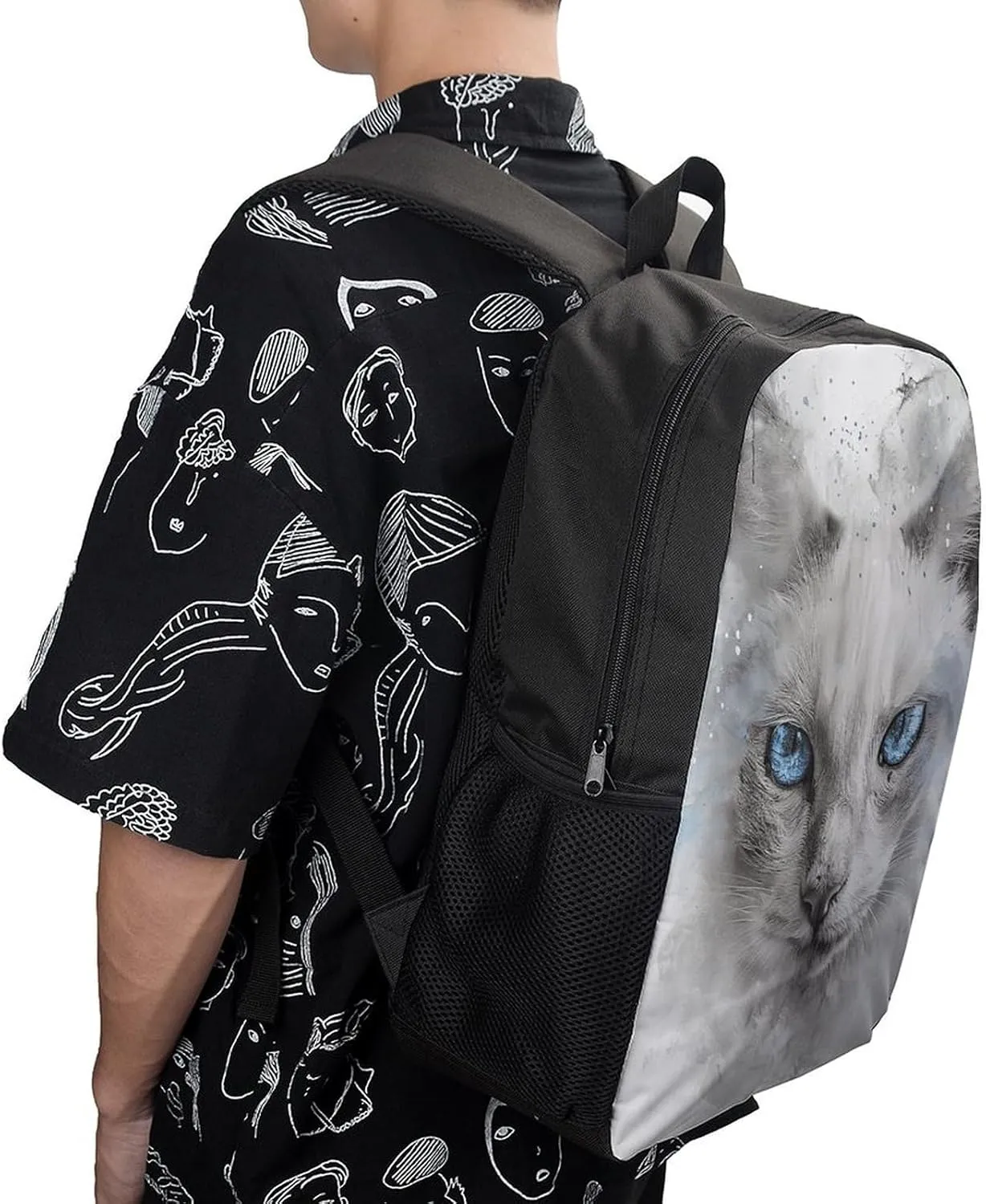 Laptop Backpack Casual Daypack Waterproof A Gray Cat Computer Bag Business Work Bag for Travel