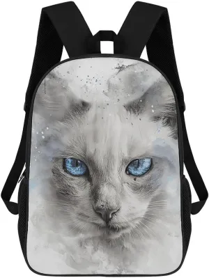 Laptop Backpack Casual Daypack Waterproof A Gray Cat Computer Bag Business Work Bag for Travel