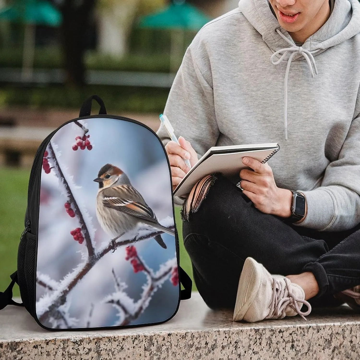 Laptop Backpack Casual Daypack Waterproof Bird And Snow Computer Bag Business Work Bag for Travel