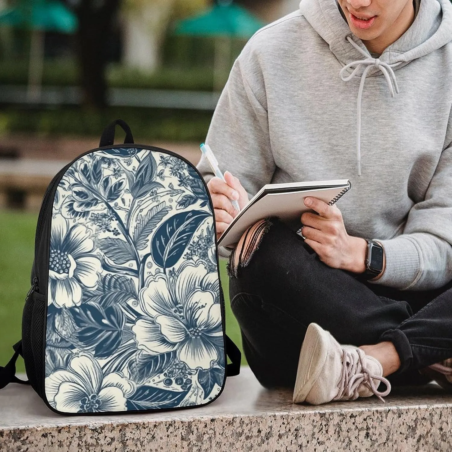 Laptop Backpack Casual Daypack Waterproof White Blue Style Computer Bag Business Work Bag for Travel