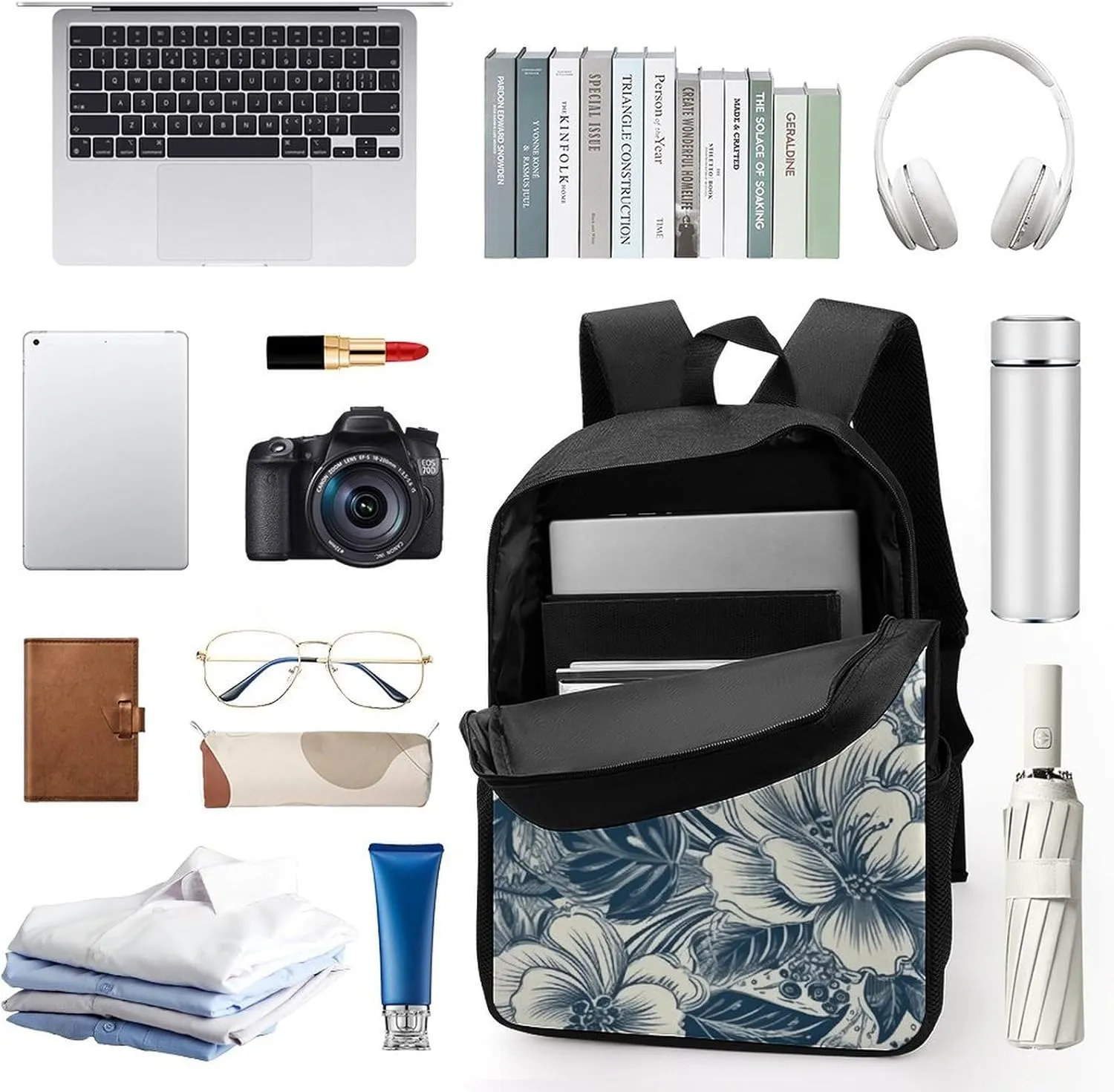 Laptop Backpack Casual Daypack Waterproof White Blue Style Computer Bag Business Work Bag for Travel