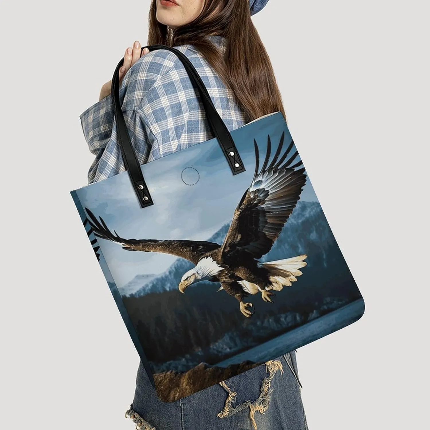 Leather Handbag for Women Tote Bag with Magnetic Buckle Yorkie Puppy Crossbody Bag Shoulder Bags