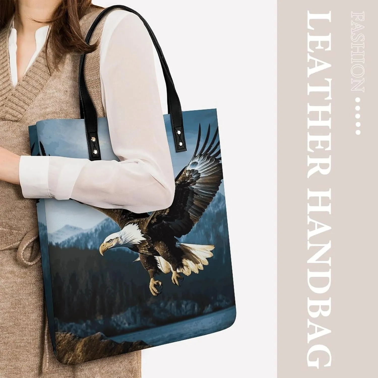 Leather Handbag for Women Tote Bag with Magnetic Buckle Yorkie Puppy Crossbody Bag Shoulder Bags