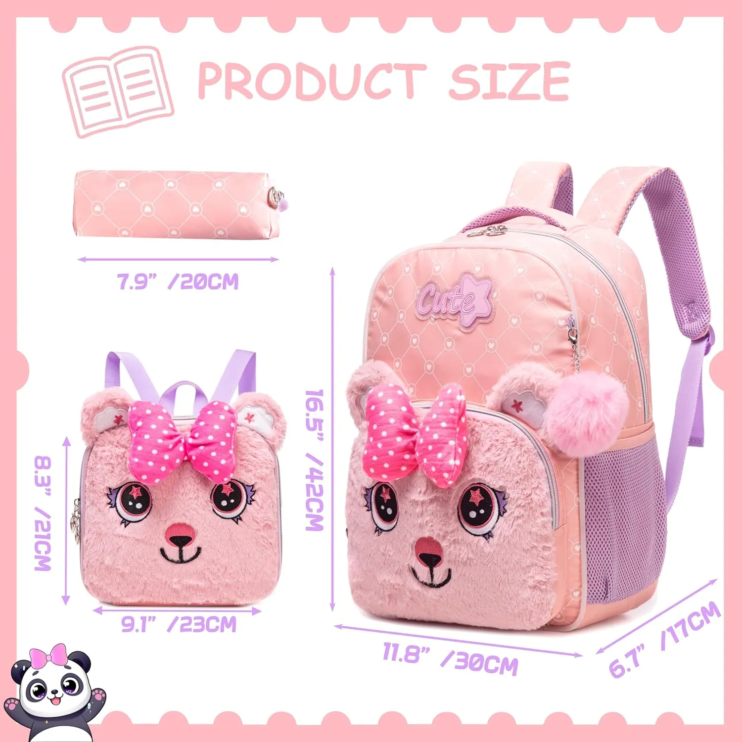 Led Backpack for Girls Backpacks for Kids with LED Strip Lights School Backpack for Girls with Lunch Box Back to School Supplies Cute Kawaii Kids Backpacks for Girl
