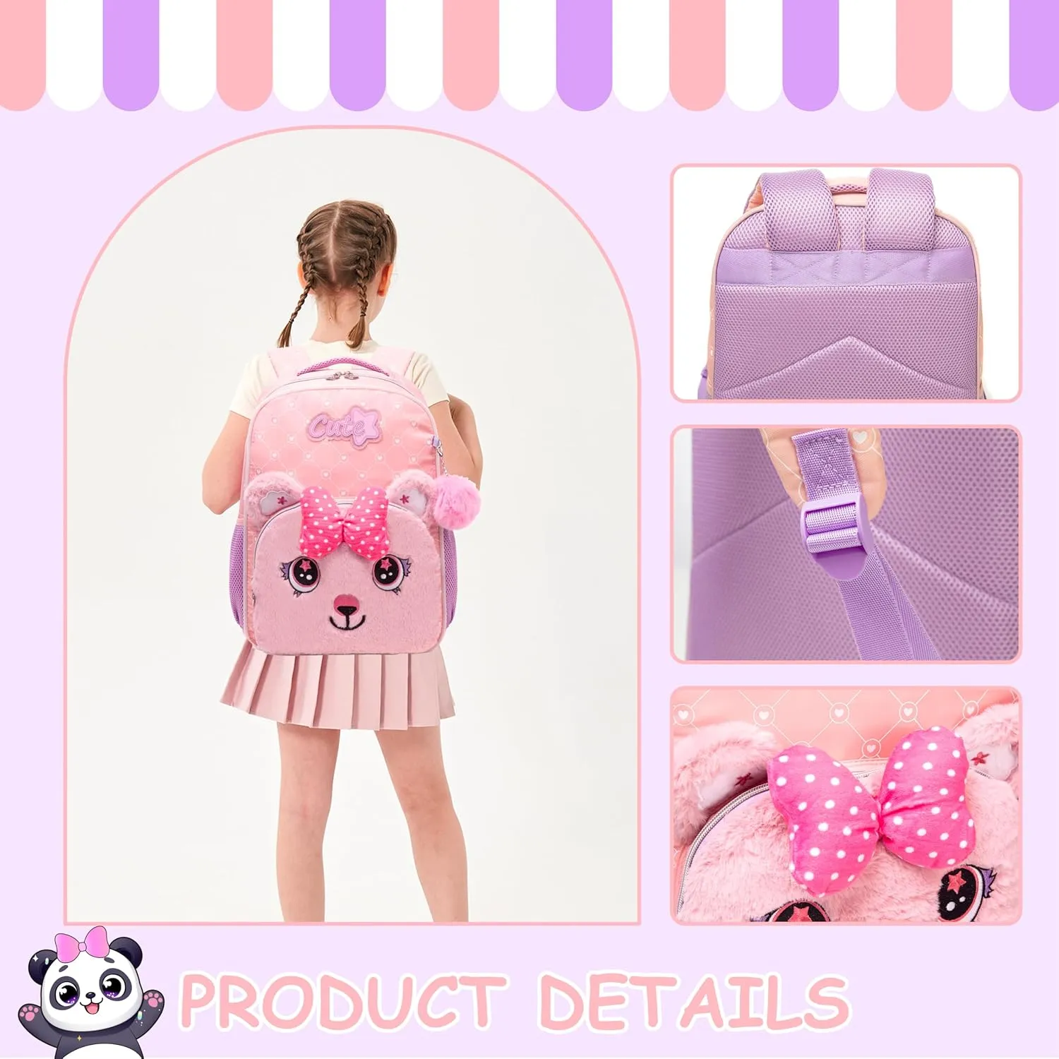 Led Backpack for Girls Backpacks for Kids with LED Strip Lights School Backpack for Girls with Lunch Box Back to School Supplies Cute Kawaii Kids Backpacks for Girl
