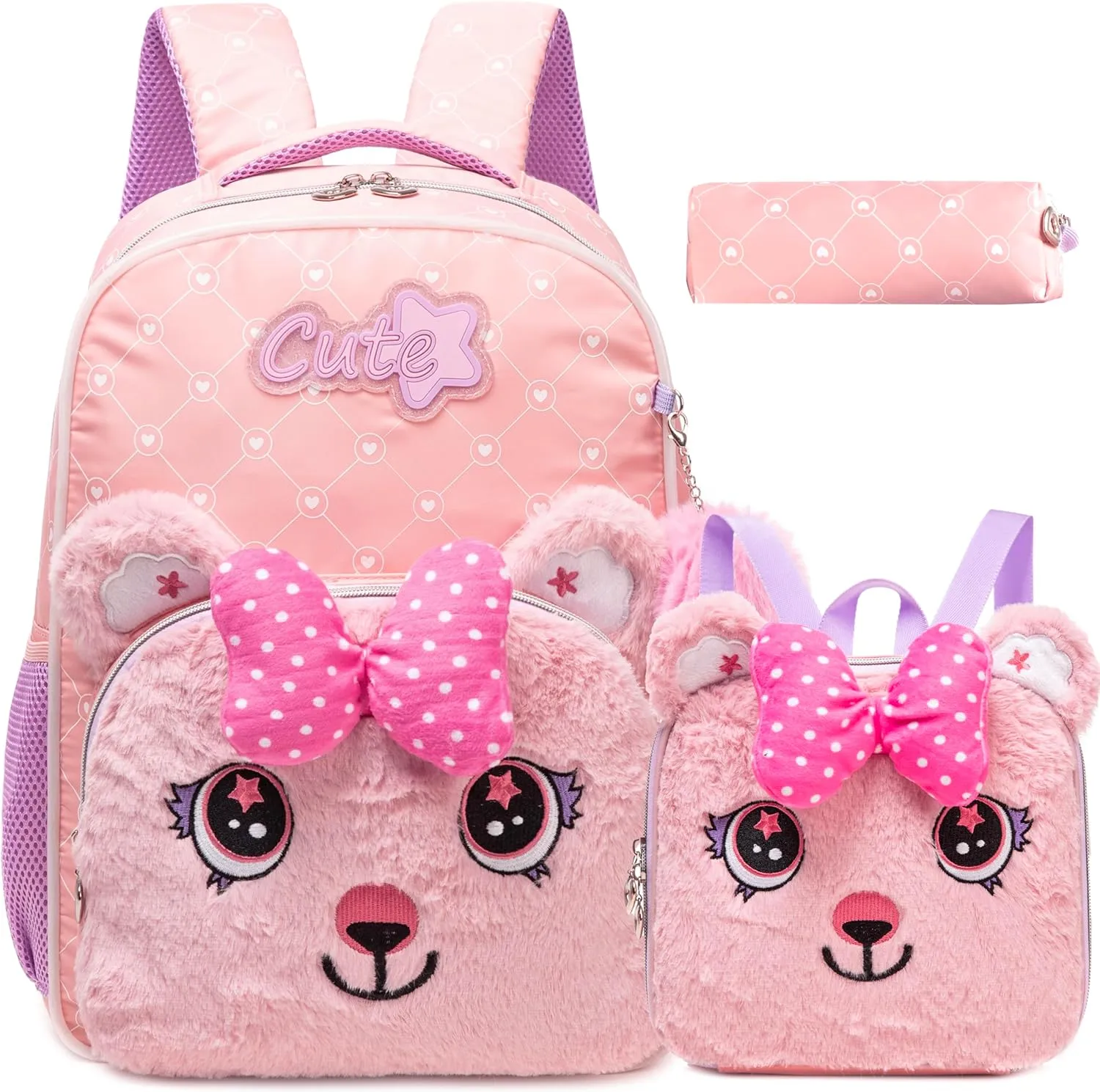 Led Backpack for Girls Backpacks for Kids with LED Strip Lights School Backpack for Girls with Lunch Box Back to School Supplies Cute Kawaii Kids Backpacks for Girl