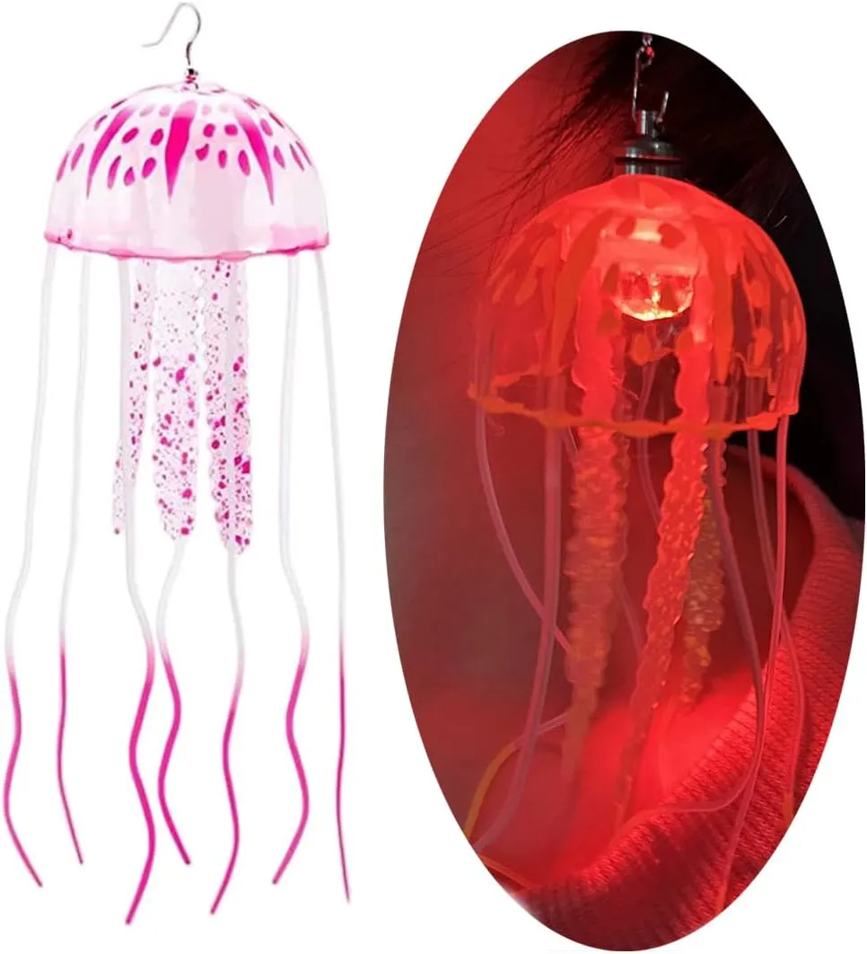 LED Light Up jellyfish earrings,Club Jewelry, Music Festival Earring,Dangle Drop Weird Earrings, Vacation Earrings, Birthday Revelry Occasion (Pink with Swithc)