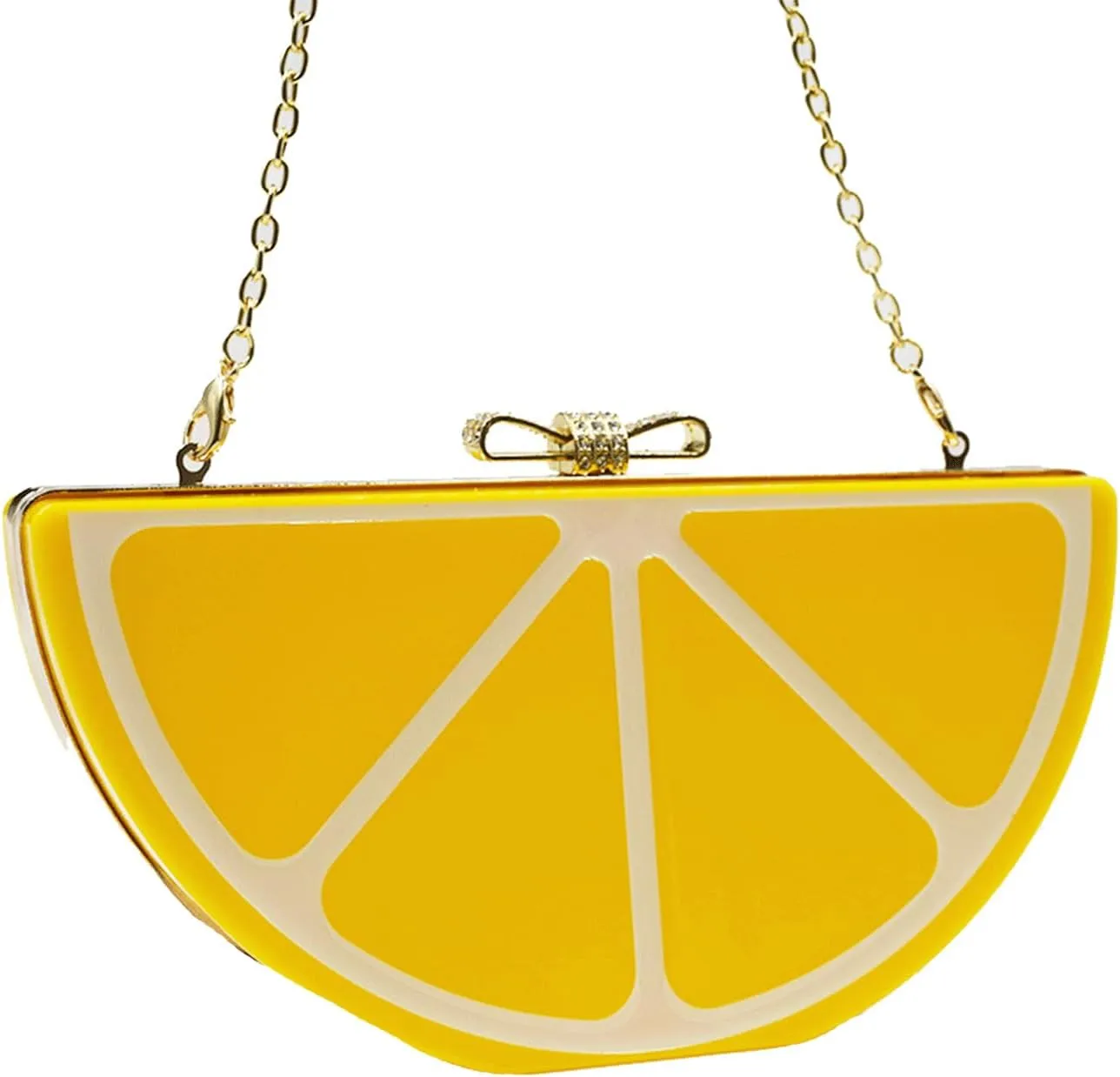 Lemon Purse for Women Cute Fruit Shaped Acrylic Purses Novelty Clutch Trendy Medium Semi-circular Stylish Handbags