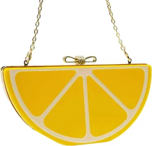 Lemon Purse for Women Cute Fruit Shaped Acrylic Purses Novelty Clutch Trendy Medium Semi-circular Stylish Handbags