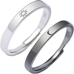 LIFKOME 1 Pair Adjustable Sun and Moon Couple Rings Promise Rings for Women Men Matching Jewelry for All Occasions Simple Yet Elegant Design
