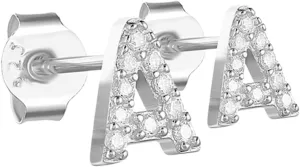 LIFKOME Minimalist Diamond Earring Studs Women Letter a Fashion Earrings Metal Ear Jewelry
