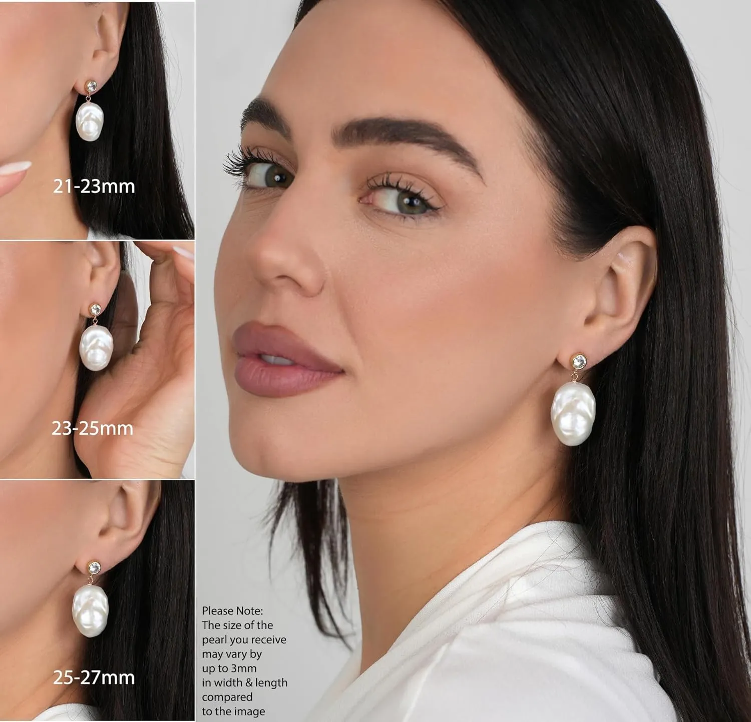 LILY LUSTRE 14k Gold Plated 925 Sterling Silver Handpicked AAAA Quality Natural White Freshwater Cultured Irregular Fireball Baroque Pearl Drop Dangle Bridal Earrings for Women