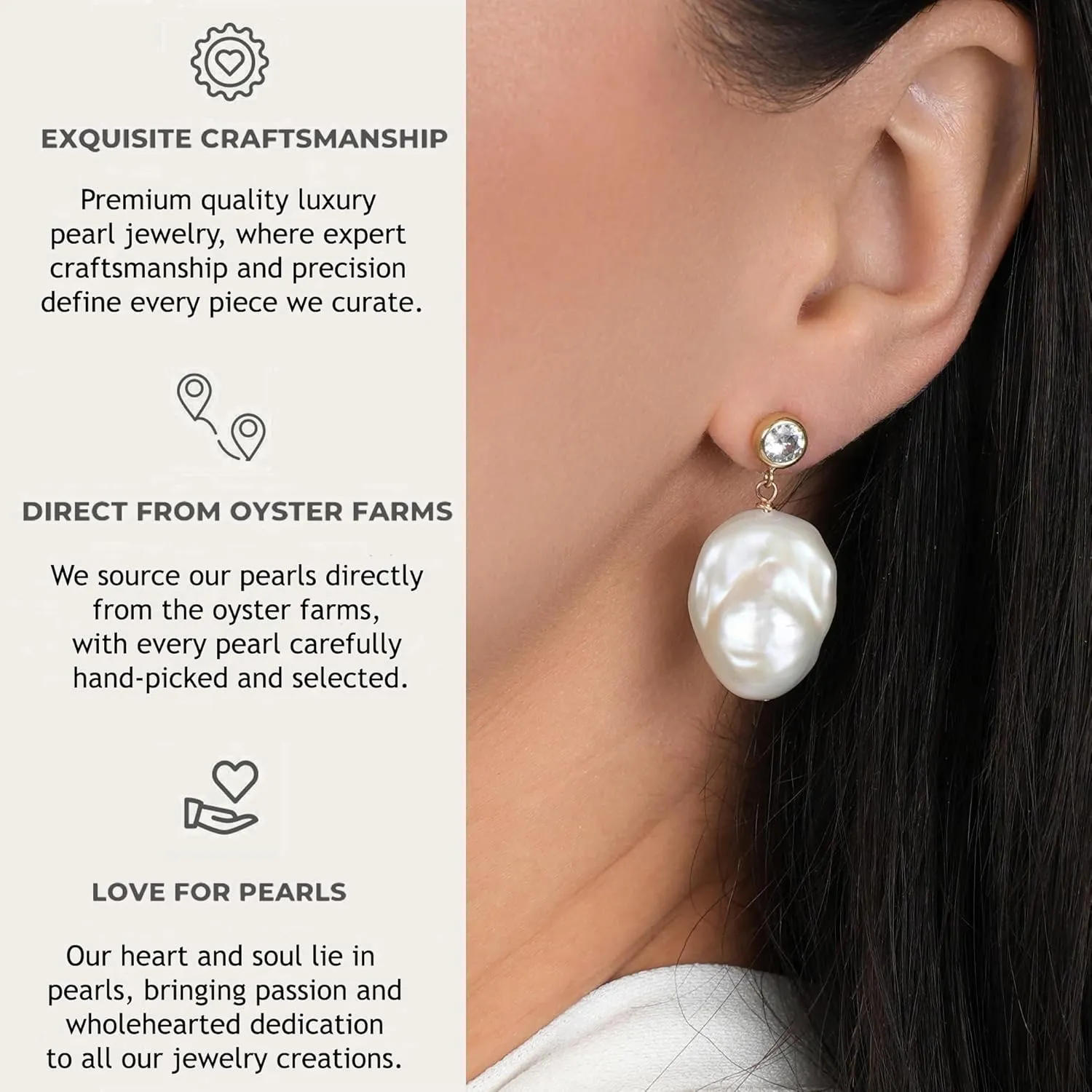 LILY LUSTRE 14k Gold Plated 925 Sterling Silver Handpicked AAAA Quality Natural White Freshwater Cultured Irregular Fireball Baroque Pearl Drop Dangle Bridal Earrings for Women
